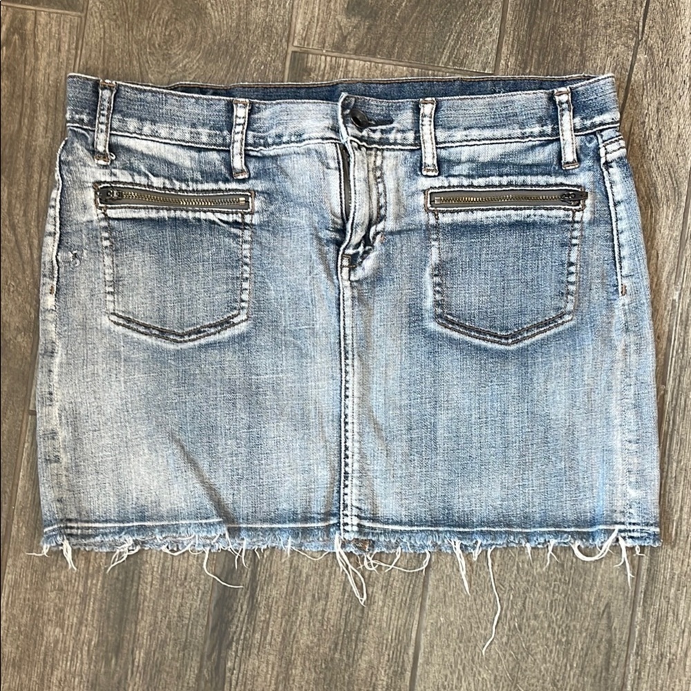 Converse One Star Denim Mini Skirt with Frayed Hem